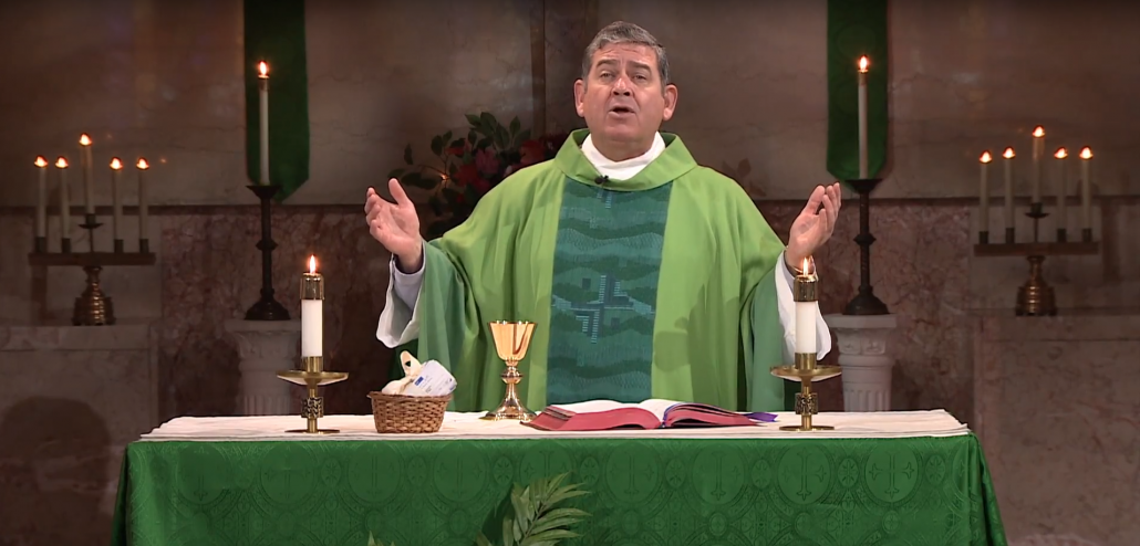 Fr. Scott Donahue celebrates Sunday Catholic Mass on TV
