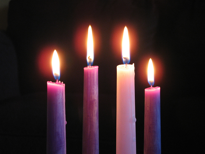 Lit advent candles