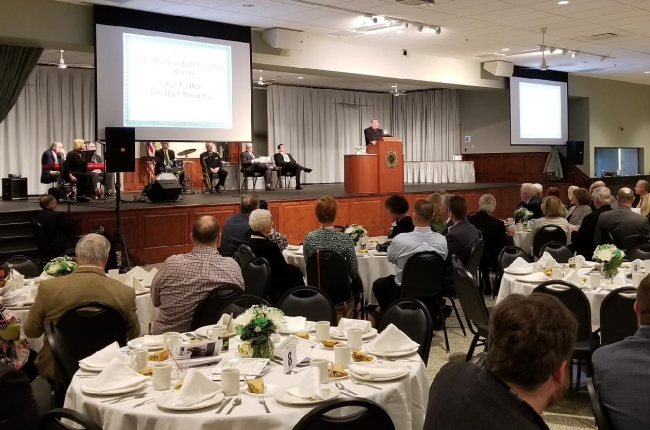 Fr. Scott giving the invocation at the James Connolly Dinner