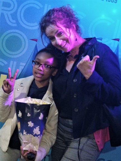 Geraldine and Ariel at the movies