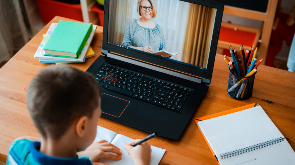 Young boy engaging in e-learning