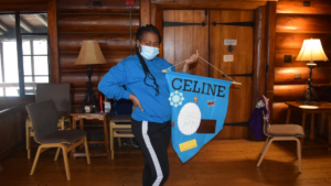 Celine shows off art project