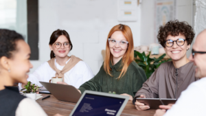 Group of young adults in a meeting