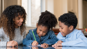 kids work on homework