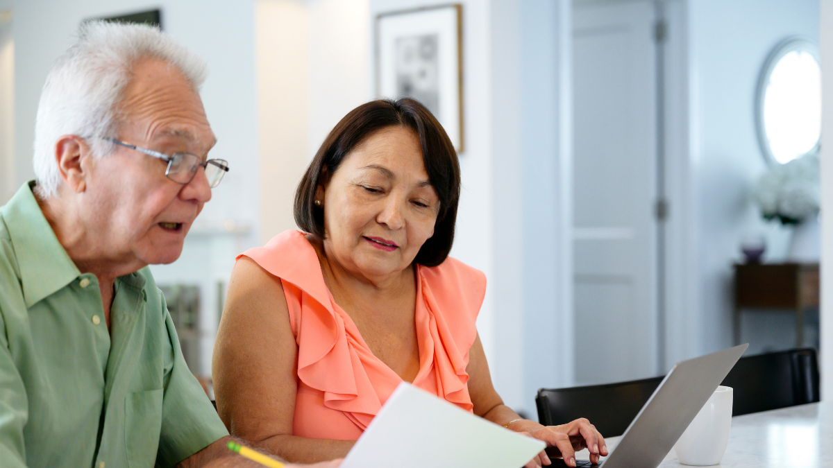 Couple looks over finances