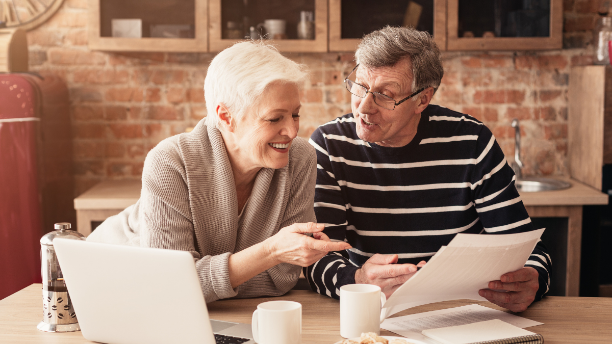 Couple looks over finances