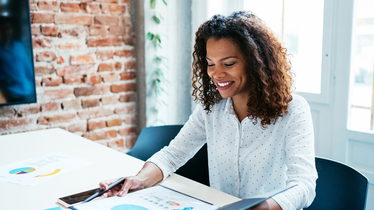 Woman looks over finances