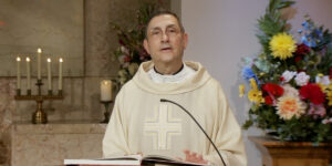 Fr. Morello delivers the Homily for Sunday Mass at MErcy Home