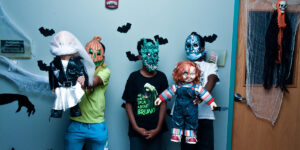 Some of Mercy Home's boys are decked out in their best Halloween costumes.