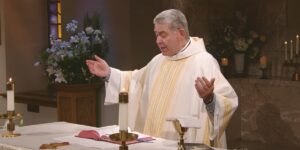 Fr. Scott Donahue leads mass for the Third Sunday of Easter.