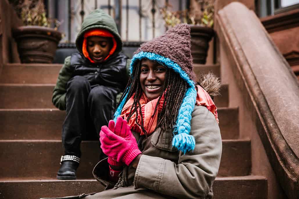 Leila and Amari outside