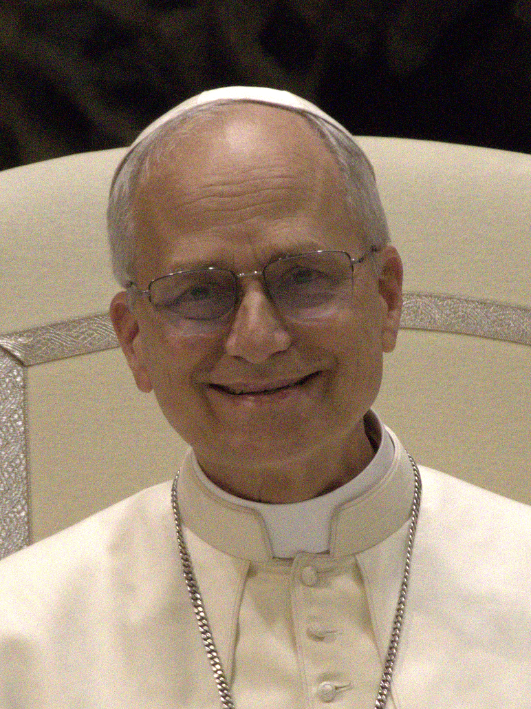 Pope Leo XIV smiles at the camera, wearing his new papal garbs.

Portrait of Pope Leo XIV (20150512), by Edgar Beltran/ CC BY 4.0
